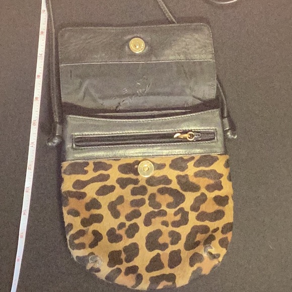 Leather purse animal print fur aprox 8”x 7.5” - Picture 2 of 5